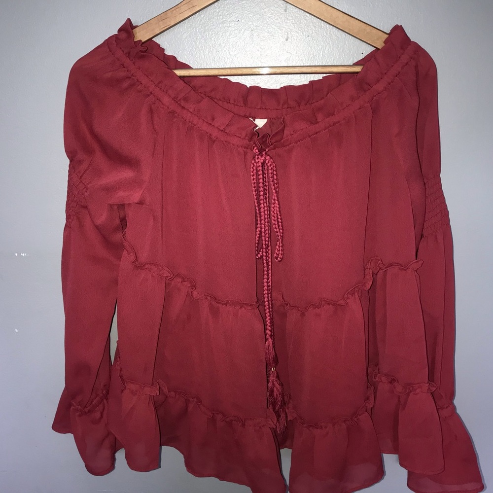 Sun & Shadow Red Flowy Blouse